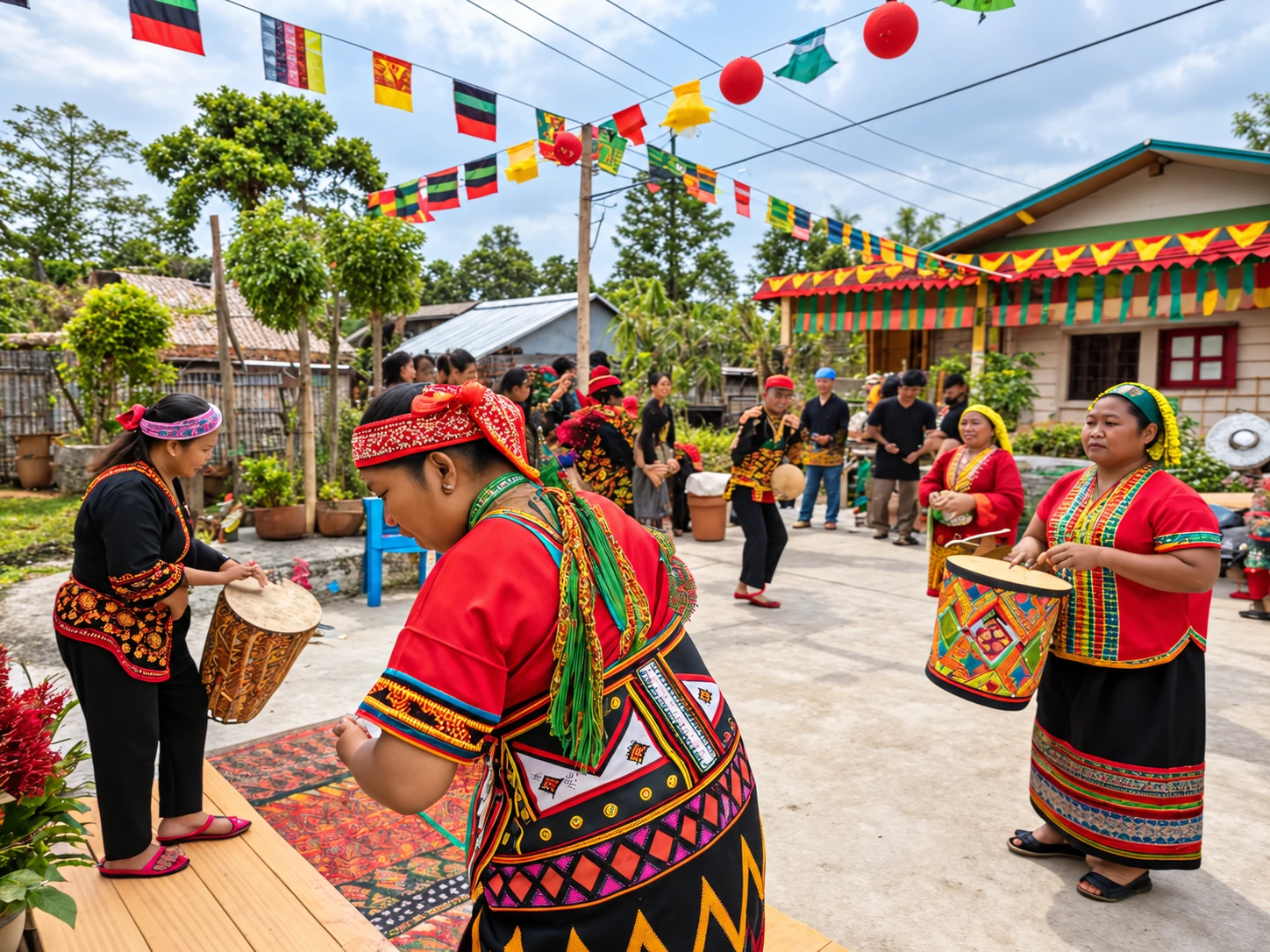 Annang community members dressed in radiant traditional ceremonial attire