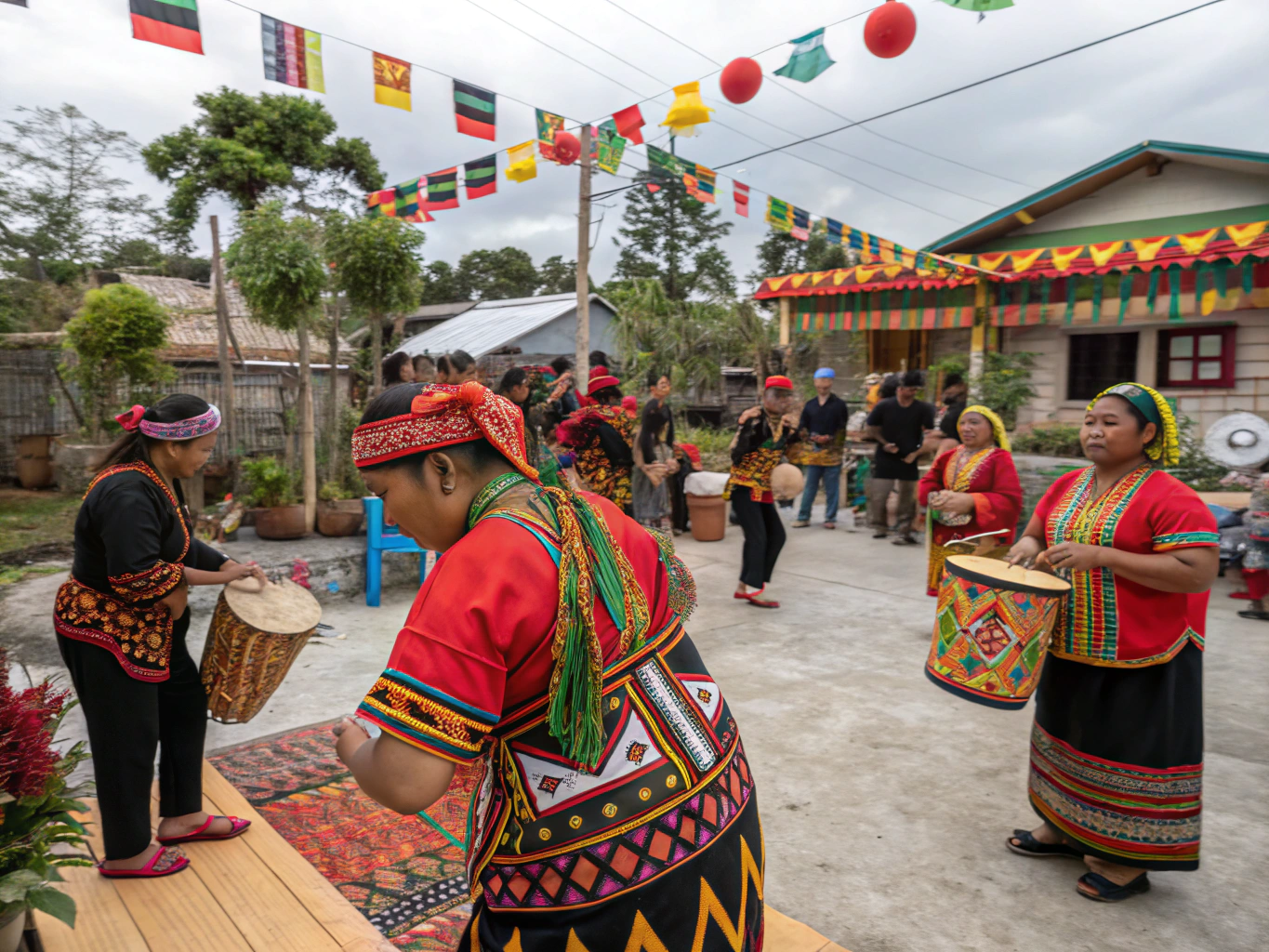 Annang community members dressed in radiant traditional ceremonial attire